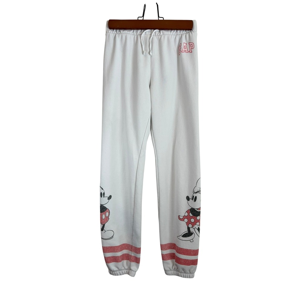 Gap Disney Sweatpants Kids XL White Mickey Minnie Mouse Jogger Pants Disneycore
